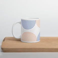 Orange Blue Pattern White Glossy Mug | 11oz
