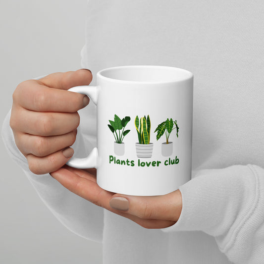 Plants Lover Club White Glossy Mug | 11oz
