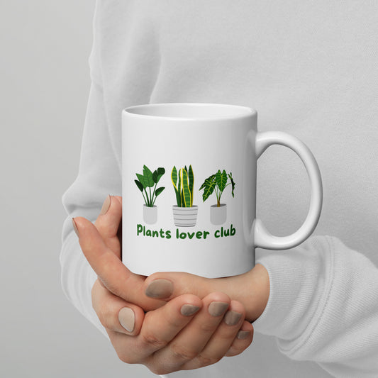 Plants Lover Club White Glossy Mug | 11oz
